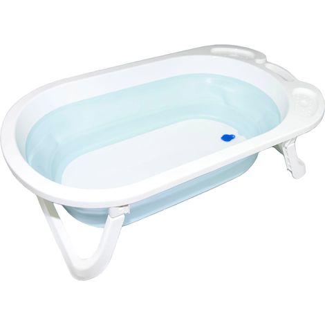 Vaschetta Bagnetto per Neonati Antiscivolo Pieghevole con Scarico  Azzurra