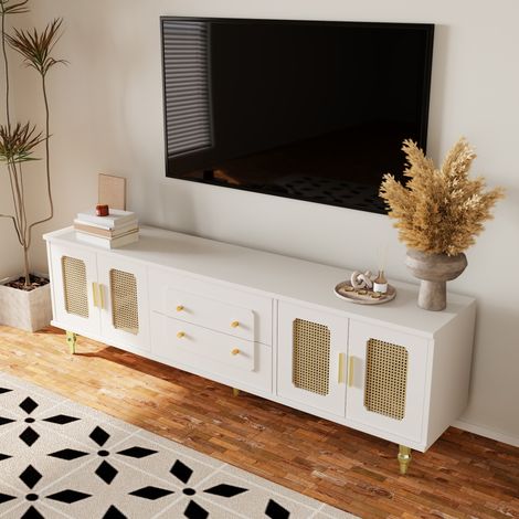 mobile tv 175 cm contenitore rattan oro retro bianco OKMYHOME (1/5)