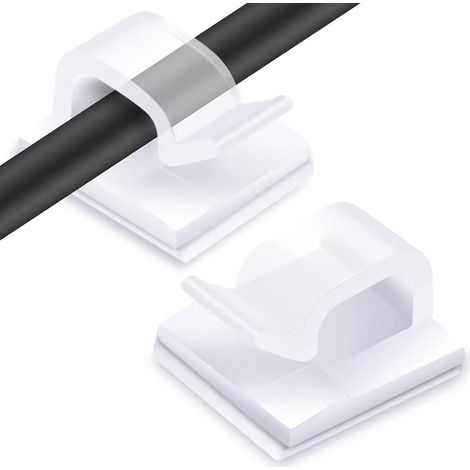 100 Pcs Adhesive Cable Ties with Strong Bracket, Office Clamps, Cable Tie Clamps, Cable Management Clamps, Easy Wire Organization (Transparent Color) (1/5)