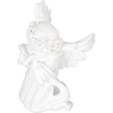 Statue Résine Ange Prière Blanc Fille Angélique Ornement Mains sur Joues Ailes Chérubin Sculpture Étagère Chambre Anniversaire Mariage (1/5)