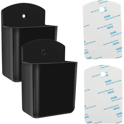 Supports Universels pour Télécommandes – Lot de 2 Auto-Adhésifs Support Mural Télécommande TV Classique Noir (1/5)