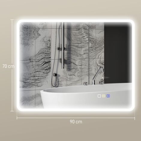 Miroir de salle de bain LED, fonction Bluetooth, éclairage réglable, fonction antibuée (1/5)