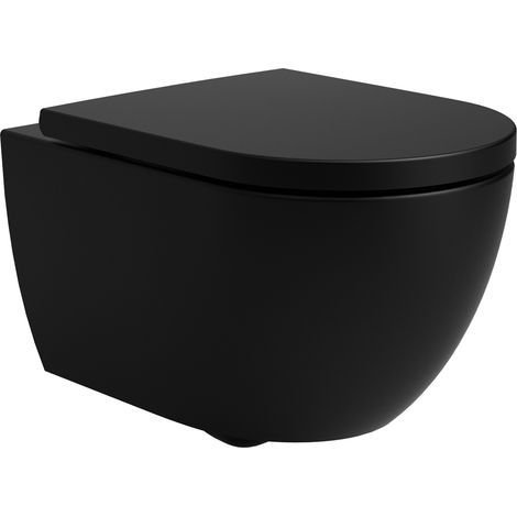 Soho Whirlflush Hänge Wand WC Spülrandlos Toilette Schwarz Matt mit WC-Sitz :Compact (1/5)
