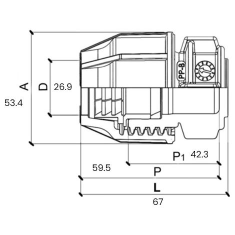 Raccord polypropylène à serrage extérieur bouchon PE - Série 1020 Ø25 (1/2)