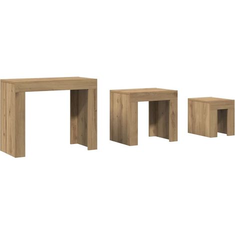 3 pcs Tables basses,Table d'appoint,Table de Salon gigognes chêne artisanal bois d'ingénierie CFW81959 (1/5)
