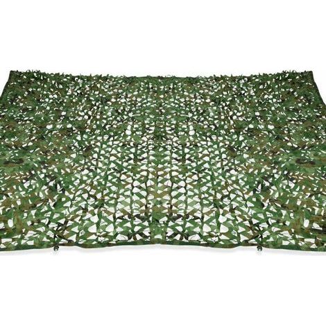 Voile d'ombrage rectangulaire design ombrière camouflage 3x5 M treillis vert- (1/4)
