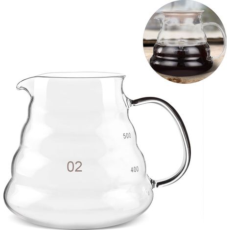 Bouilloire à café en verre trempé 500ml, résistante à la chaleur pour infusion de thé et accessoires de bar (1/5)