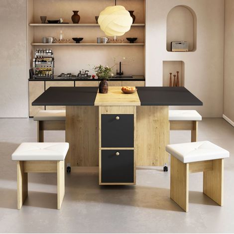 Conjunto de mesa y sillas plegable 120 x 80 x 75 cm, extensible HAVRYA (1/5)