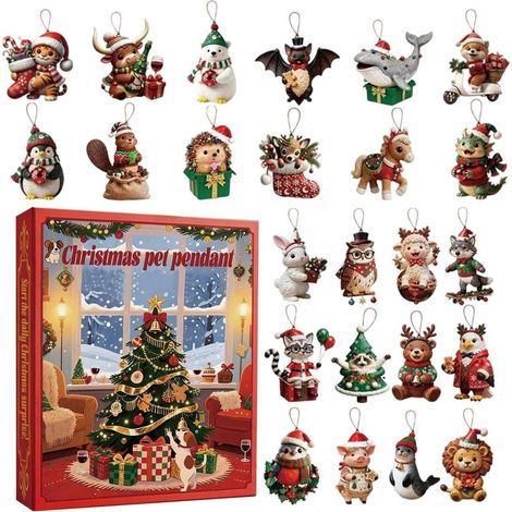 Calendrier de l'Avent 2025 avec bijoux - À collectionner - 24 jours - Pendentif 2D - Bijoux de Noël - Pour mur, porte, fête, voiture, entrée, chambre à coucher, vacances, anniversaire, intérieur (1/5)