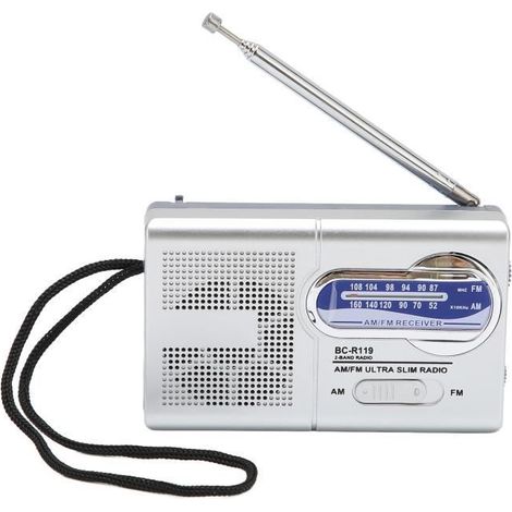 Radio de poche portable - KEENSO - AM/FM - Gris argenté - Compacte - Alimentée par batterie