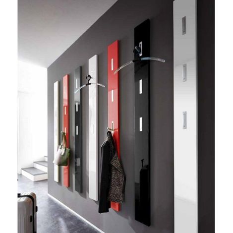 Porte manteau mural laque design noir blanc Alti - Blanc
