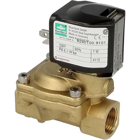 Electrovanne Buschjost 8240100.9101.2305 G3/8,3,0m³/h,0,1-16bar +90°C,NBR, 230VAC