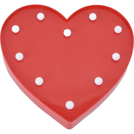 Veilleuse en forme de cœur, 10 LED, lumière chaude, à piles, avec trou de suspension, rouge. (1/5)