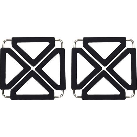 Trivets, Expandable Heat Resistant Silicone Placemat Kitchen Accessories (Set of 2) (Black) (1/5)
