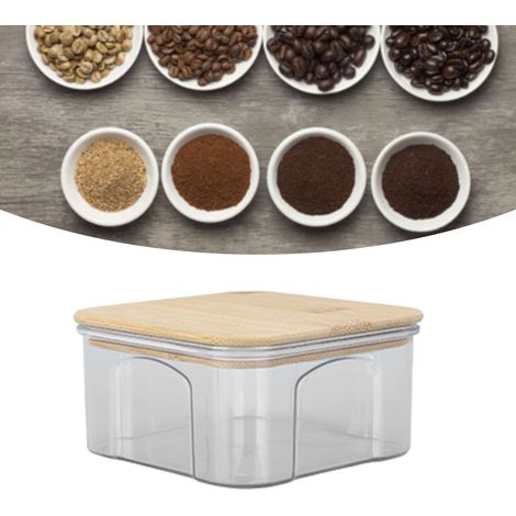 Bocal de conservation hermétique de 450 ml pour céréales, grains de café, couvercle transparent en plastique imitation bambou, boîte de rangement pour la cuisine (1/5)