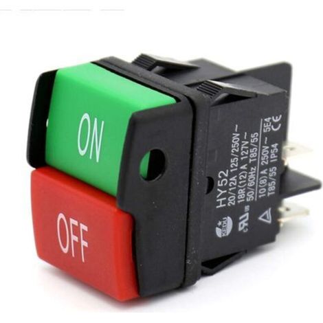 HY52 1 Pack Push Button Switch for Home Appliances, Electrical Equipment, Power Tools 125/250V 20/12/10(8)A, HY52, 250.00V (1/5)