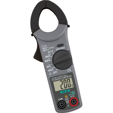 KYORITSU KEW 200 - Pinza Amperometrica Digitale per Misurazione Correnti Alternate , Tensioni Continue e Alternate e Resistenza, Grigio Scuro