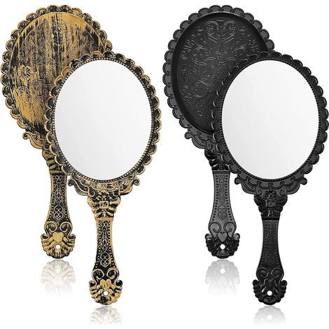 Specchietto a mano, specchietto per il trucco con manico in stile retrò, specchietto cosmetico ovale, specchietto da viaggio, specchietto piccolo (1/5)