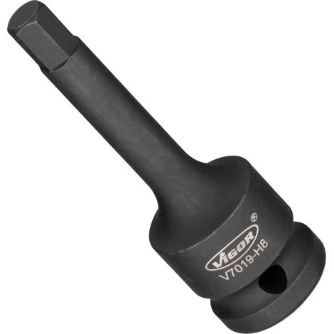 VIGOR Schlagschrauber Schraubendrehereinsatz, 1/2 (12,5 mm) Vierkant hohl, Innen Sechskant Profil, SW 8 mm (1/2)