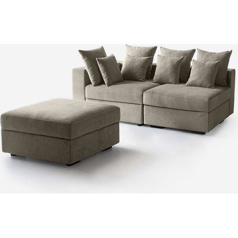 Divano modulare con cuscini e pouf Made in Italy sfoderabile Cortina G SX - Talpa