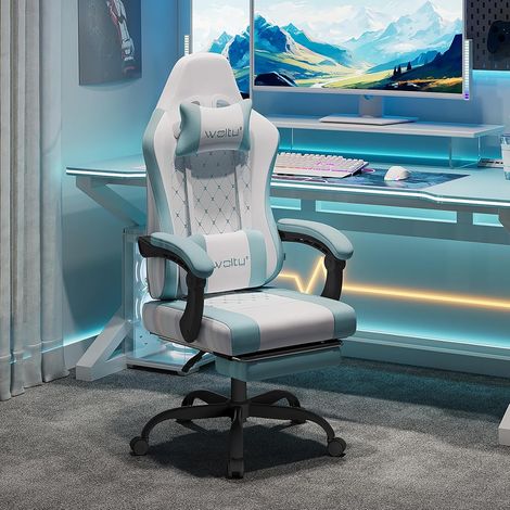 WOLTU Mesh Fabric RACING OFFICE CHAIR IN White+Blue (1/5)