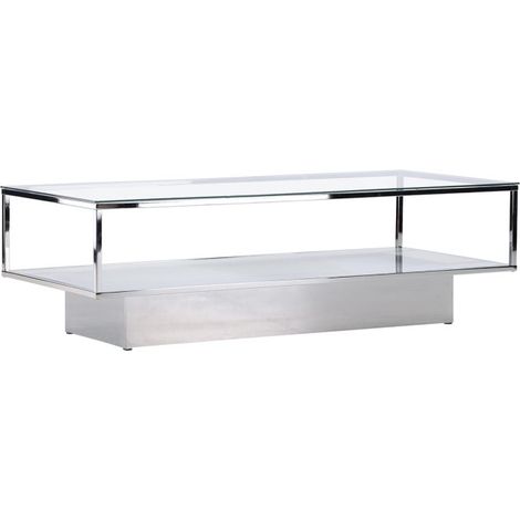 Table Basse Design en Verre "Maglehem" 130cm Argent (1/5)