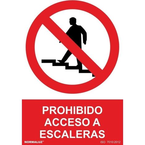 Señal de Prohibido el acceso a escaleras SEKURECO 100 x 150 mm ADHESIVOS DE VINILO (1/2)