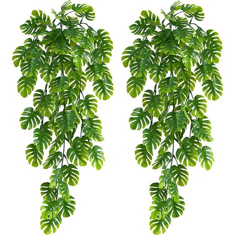 Set of 2 lush artificial hanging climbing plants - Realistic faux tropical leaf decoration for indoor/outdoor use (1/5)