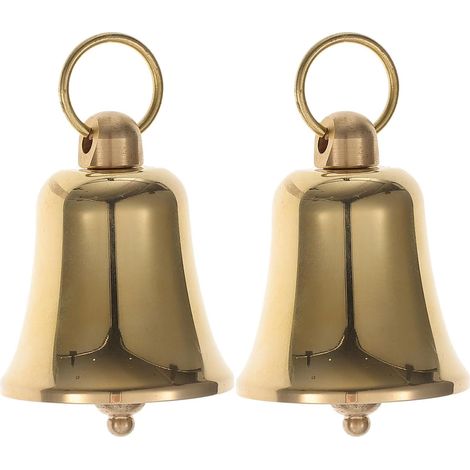 Lot de 2 Cloches en Laiton Vintage 5 Cm, Carillons Décoratifs Suspendus pour Décoration Intérieure et Extérieure, Sonnette Rustique pour Fêtes, Jardin, Feng Shui et (1/5)