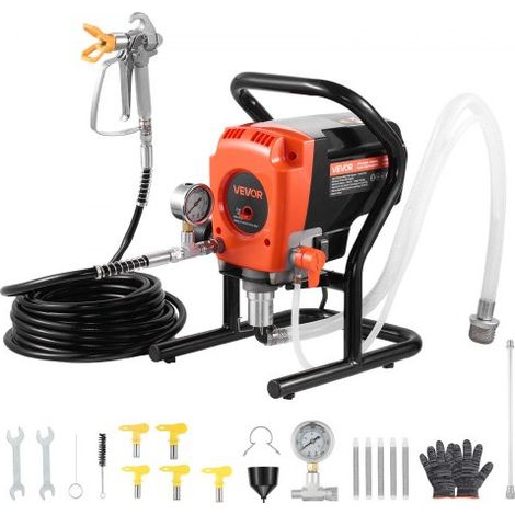 Pulvérisateur de Peinture sans Air 900 W,Système de Pulvérisation de Peinture 3300 PSI Haute Pression,avec Brosse,Tuyau,Rallonge,Buses,pour Décoration Intérieure Fournitures Clôtures (1/3)