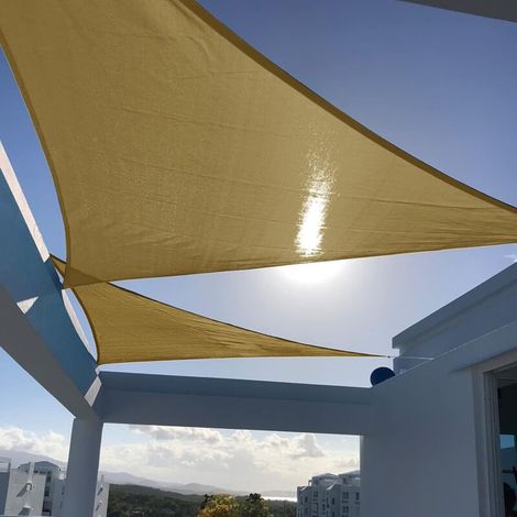 Voile d'ombrage triangulaire – idéale pour les jardins, patios, terrasses et tous types d'activités et d'aménagements extérieurs – 3,6 x 3,6 x 3,6 mètres