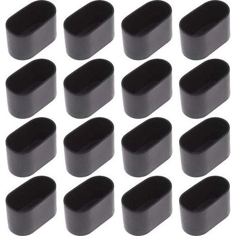 16 pcs Chaise Jambe Cap Chaise Jambe Protection Sol Protection Pied Caps pour Chaise Pliante Tube Ovale, en Plastique (Noir16 pièces / 20x40mm)