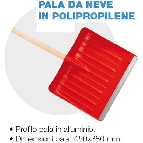 Pala de nieve de polipropileno con mango de repuesto, tamaño de la pala 450x380 mm