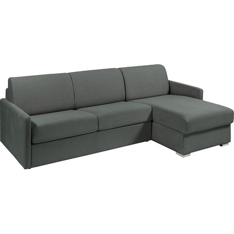 Divano letto angolare a ribalta con angolo reversibile Letto 140cm Materasso 14cm in Tessuto Grigio - CALIFE