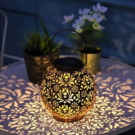 Solarbetriebene Hängeleuchte für den Außenbereich, LED-Solarlaterne, wasserdicht, geeignet für Gärten, Terrassen, Höfe, Rasenflächen, warmweißes Licht (braun).