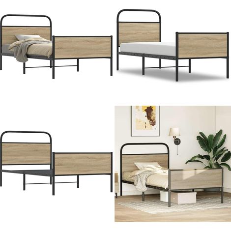 vidaXL Bettgestell ohne Matratze 90x190 cm Sonoma-Eiche Holzwerkstoff (1/5)