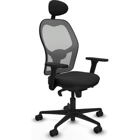 Jorquera sincro malla gris similpiel negro brazos 3D base nailon cabecero fijo ruedas 65mm nailon (1/5)