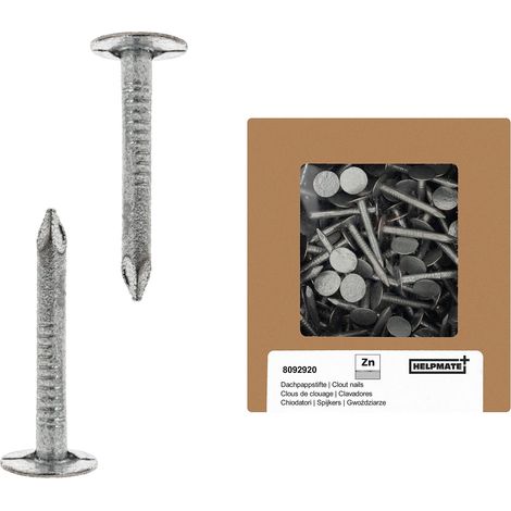 HELPMATE – Chiodi per tetto 2,5 x 25 mm zincato meccanicamente – 400 g di carta per tetto tipo B – chiodi per tetto DIN 1160 B – chiodi per tetto ideale per cartoncino, teloni di plastica e lastre di