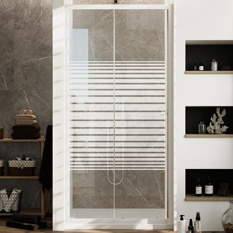Porta doccia bianco vetro serigrafato h 185 mod. Blanc 140 cm (1/5)