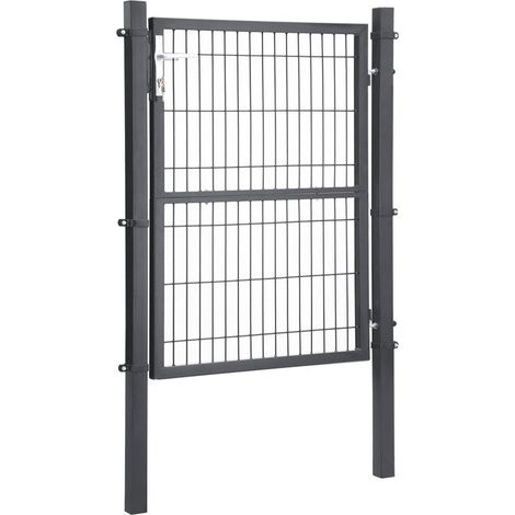 Cancello da giardino in acciaio zincato robusto e durevole con serratura maniglia e chiave di qualità 106 x 125 cm (L x A) grigio 120001943