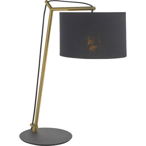 Merano Ravenna Lampe à Poser Plaque Laiton Mat & Tissu Coton Noir (1/5)