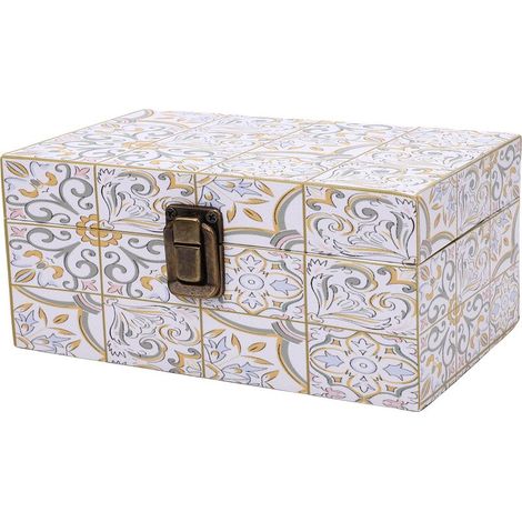Coffret rangement bijoux cuir bois boucle antistatique décoratif bureau étui colliers bagues (1/5)