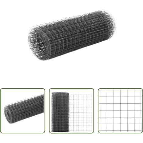 vidaXL Cage - Grillage acier avec revêtement en PVC 25x0,5 m gris (1/5)