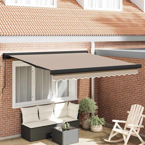 vidaXL Retractable Awning Beige 300 x 250 cm Canvas and Aluminium