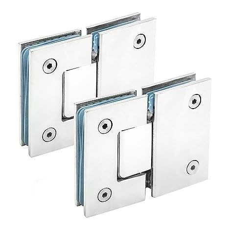 Charnières de porte de douche en verre à 180 degrés, très résistantes en acier inoxydable 304 poli, chrome poli pour porte de douche en verre trempé de 8 à 12 mm (1/5)