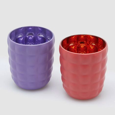 EDG Enzo De Gasperi Portacandela Satin Tumbler H 9,6 Cm D 8 Cm Ass. Vetro Red Violet 1 Pz