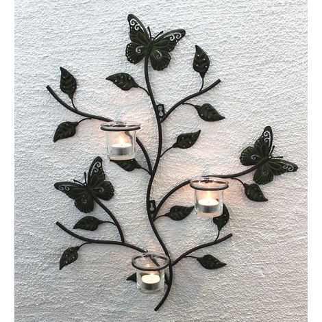 DanDiBo Wandteelichthalter Metall Kerzenständer Wandkerzenhalter für Teellichter 12120 Teelichthalter 62 cm Wandleuchter Kerzenhalter Wand Teelichtglas