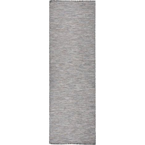Outdoor-Teppich Flachgewebe 80x250 cm Braun und Blau