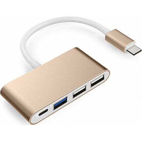 Hub 4-en-1 du Type C avec 3 USB 3.0, Bloc d'alimentation Compatible avec Mac Air 2020-2018 MacBook Pro 13/15/16 Etc. Adaptateur USB-C avec Multiport -Rose (1/5)