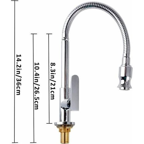 Robinet de cuisine extérieur, 360 ° rotatif monotrou mitigeur, Robinet de cuisine eau froide ,robinet de buanderie,Acier Inoxydable (1/3)